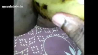 Desi Tamil girl play with banana
